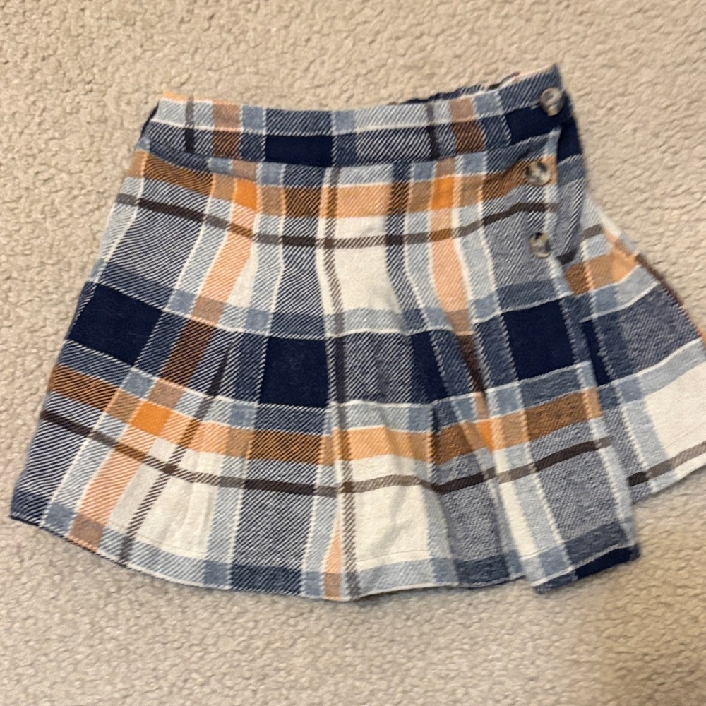 Mayoral Blue and Orange Plaid Mini Skort